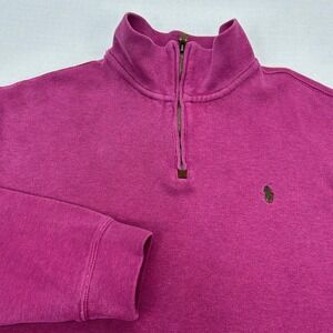 Polo Ralph Lauren Quarter Zip Pullover Mens XL Magenta Pink Sweater Preppy Pony